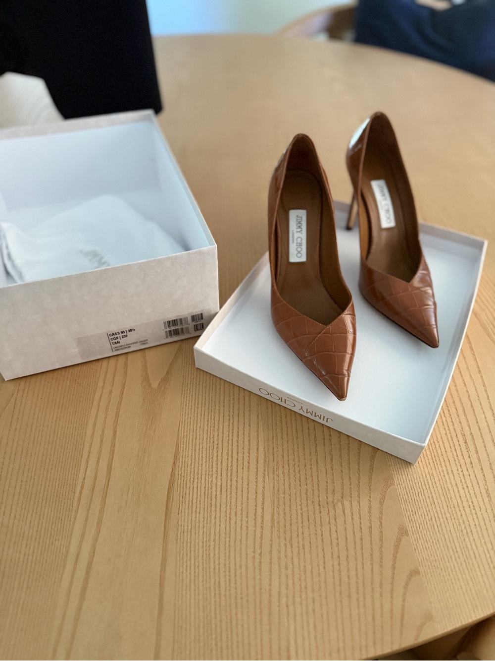 Jimmy Choo Cognac Quilted Pointed-Toe Leather Stilettos